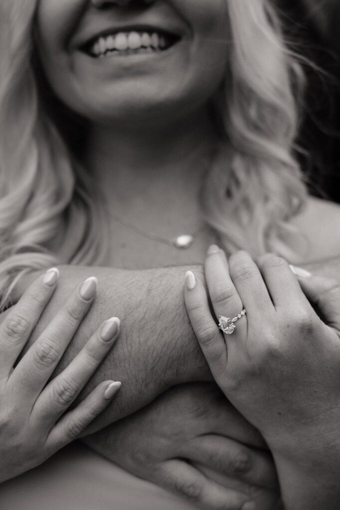 engagement ring at fall creek falls engagement session