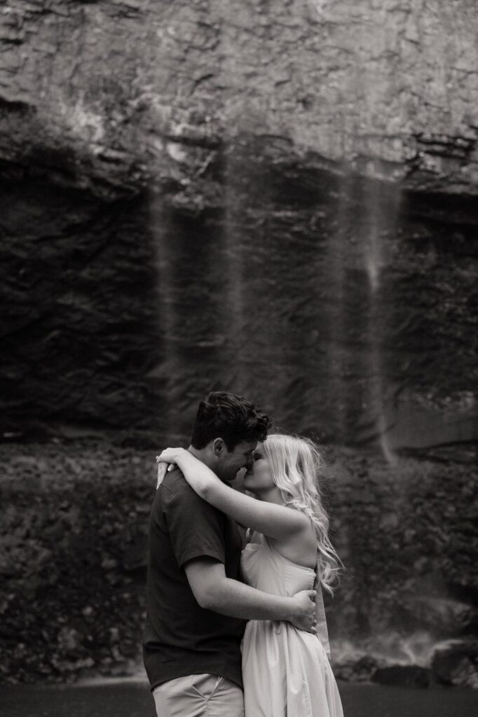 nashville wedding photographer documents engagement at fall creek falls state park in spring