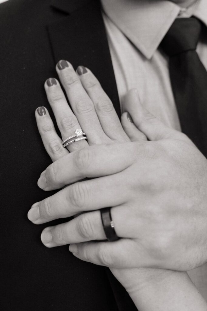 close up of couples hands during nashville engagement session