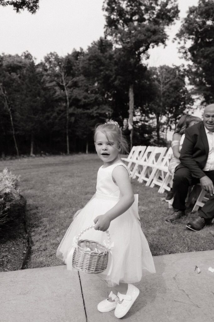 flower girl at stone gate farm wedding in tennessee