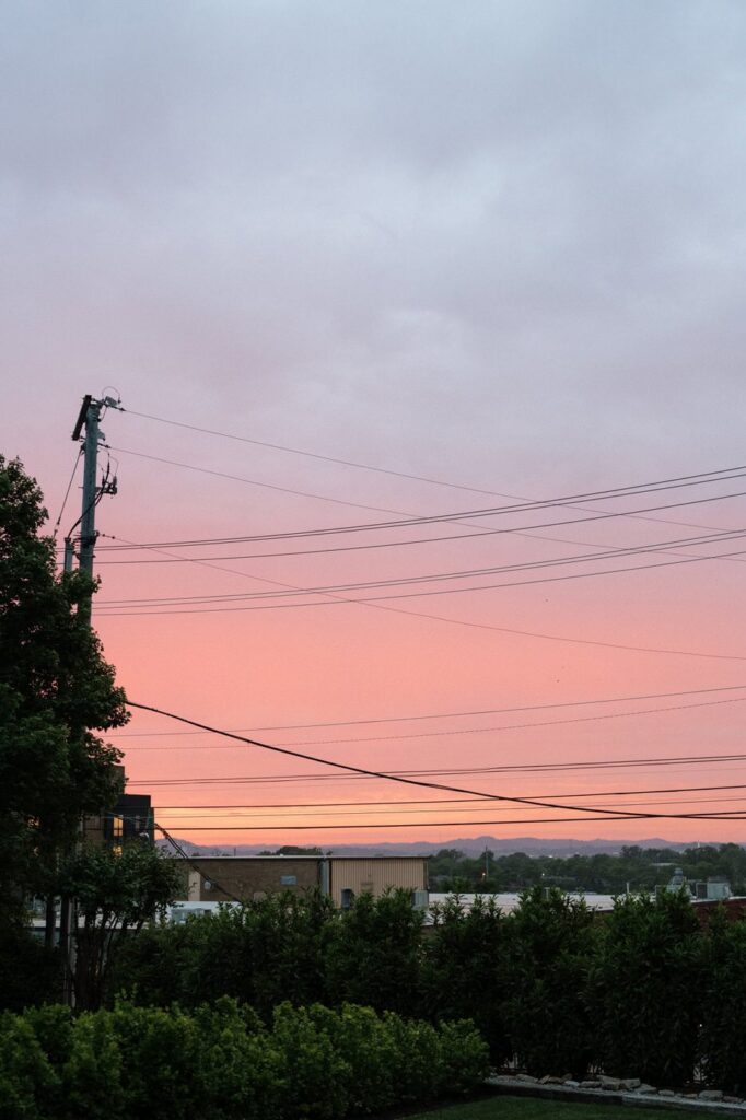 sunset pink and orange sky in east nashville