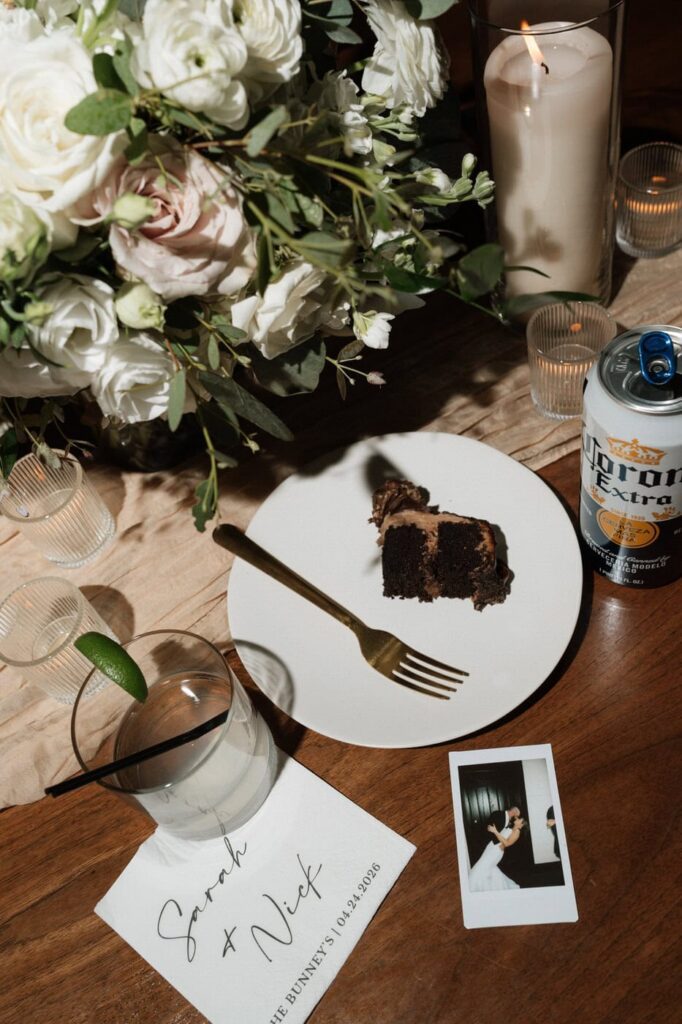 reception late night flat lay at the estelle in east nashville