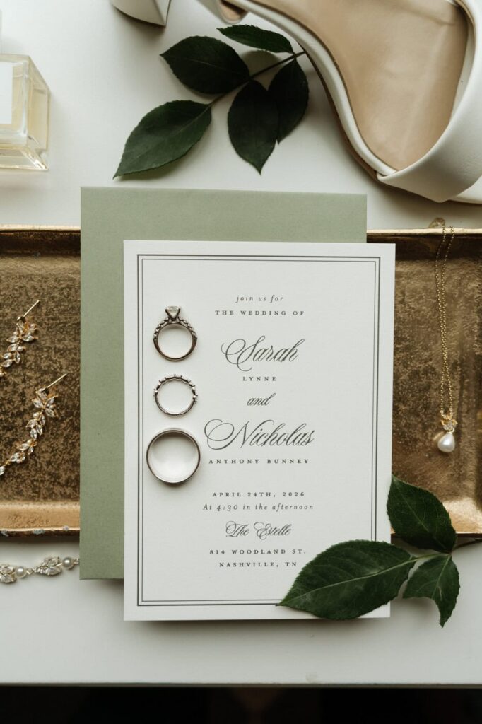 flat lay inspiration in nashville at spring wedding