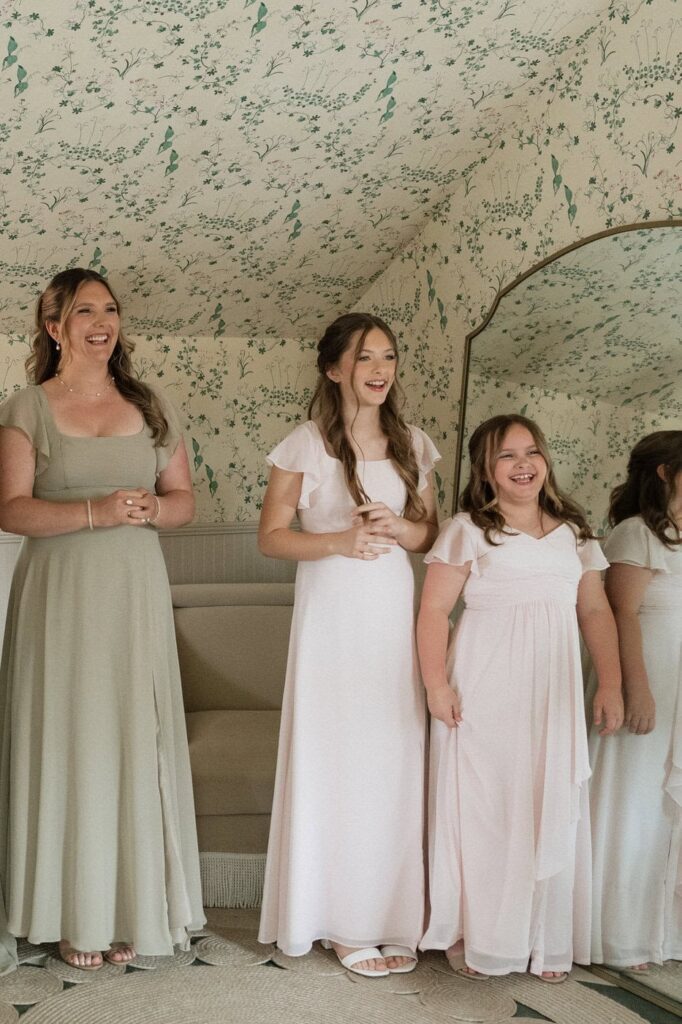 bridesmaids first look with the bride at nashville wedding