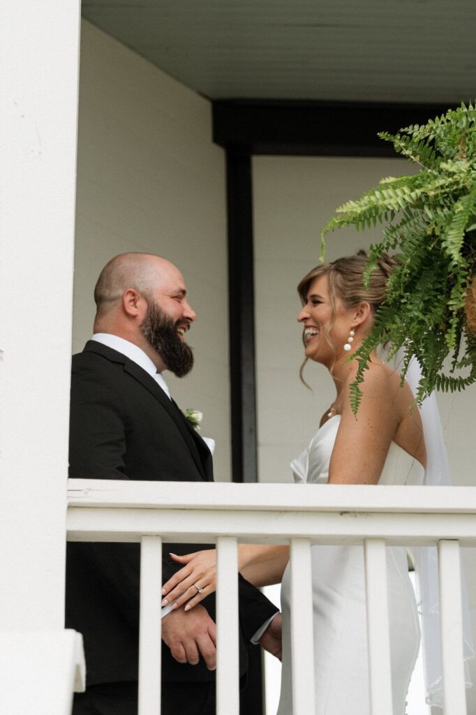 candid moment between couple at nashville wedding in spring