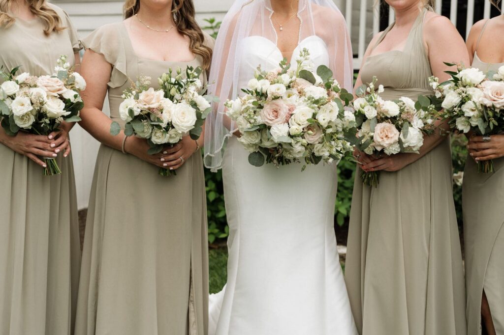 bridesmaids bouquets at the estelle in nashville in spring