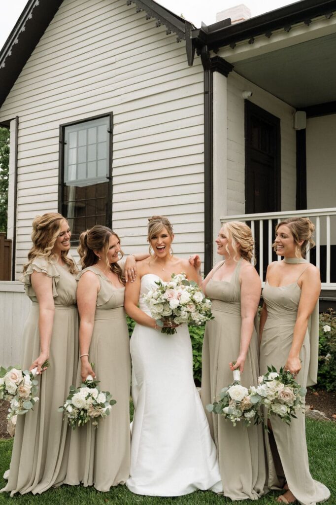 bridesmaids photos outside the estelle in nashville