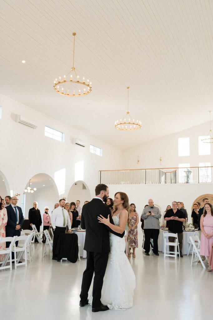 bride and grooms first dance at their spring wedding in tennessee