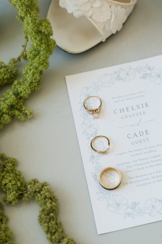 spring flat lay at nashville wedding