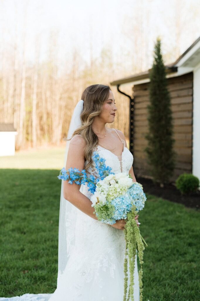 bride looking at her groom after the ceremony ends