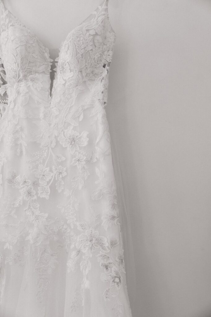 close up of wedding dress at nashville venue