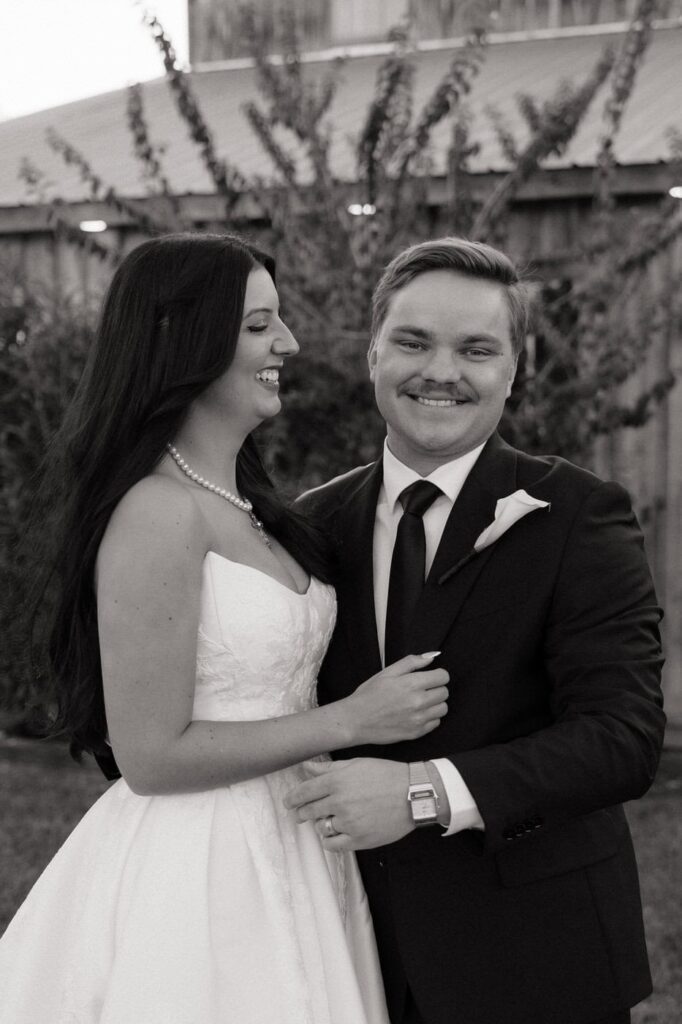 bride and groom having a sweet moment after their wedding in nashville