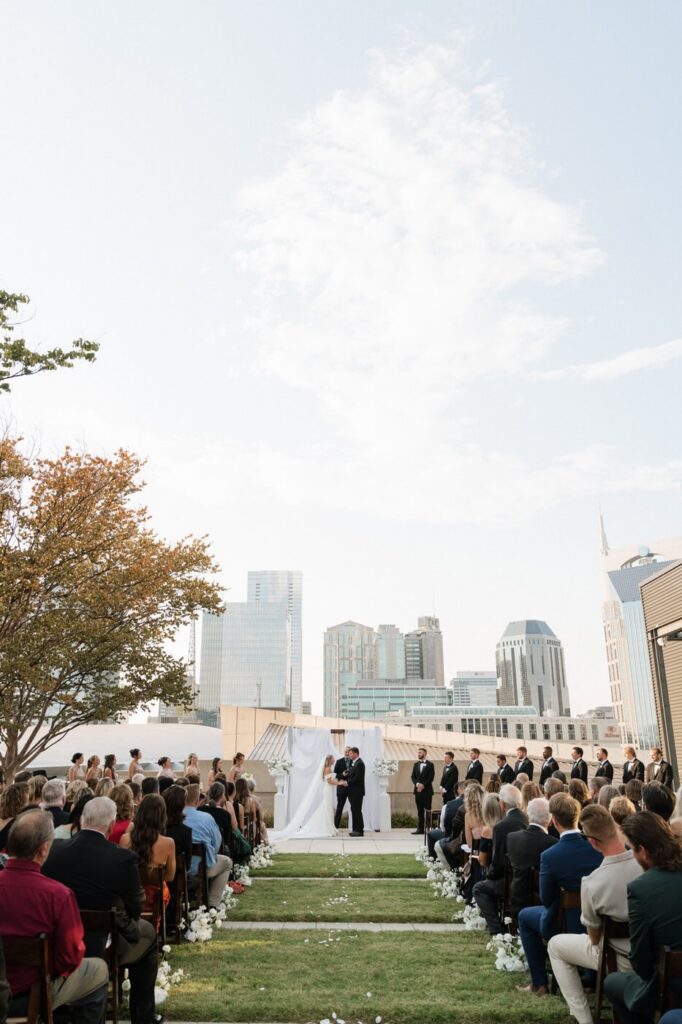 wedding ceremony on the rooftop in downtown nashville