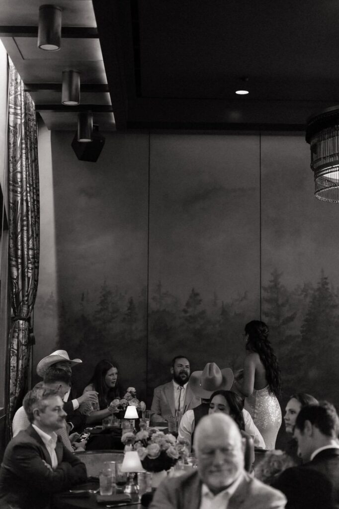 bride spending time with wedding reception guests in nashville
